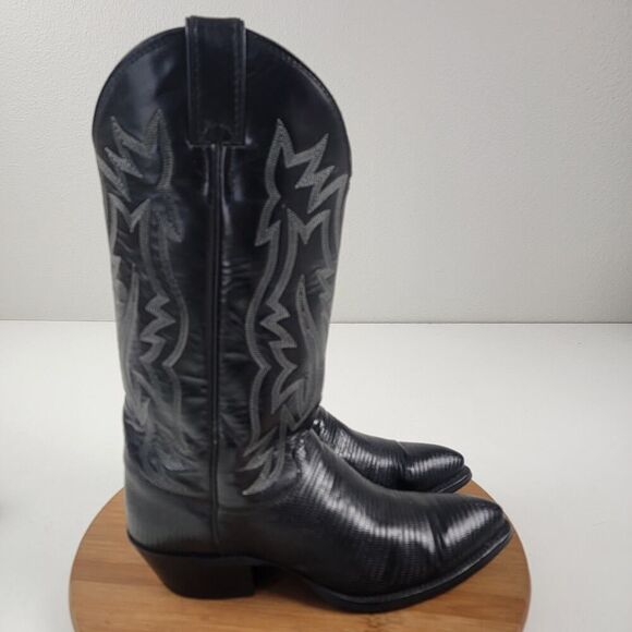 Justin Black Teju Lizard Exotic Skin Western Boots 9302 Women's Size 6.5 D USA - Picture 6 of 16